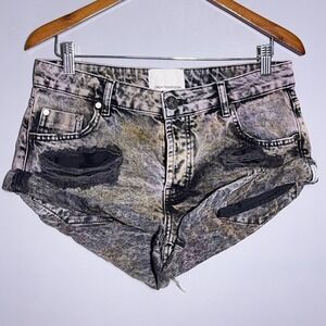 One Teaspoon Bandits Micro Mini Shorts Womens Size 27 Low Rise Cut Off Black